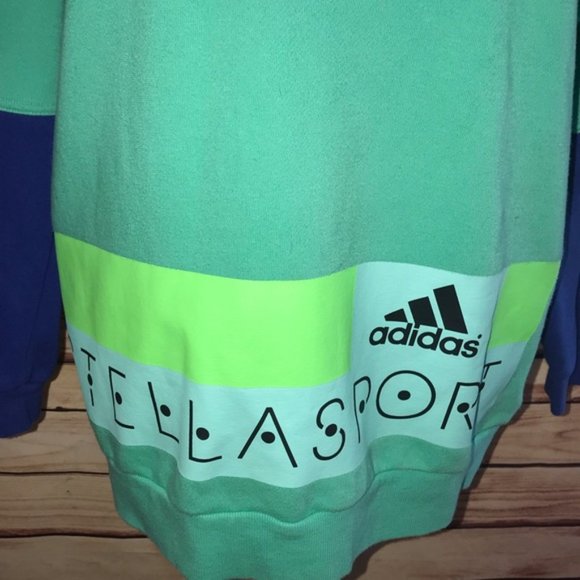 STELLA MCCARTNEY X ADIDAS Athleisure Sport Green Long Hoodie Jumper - Picture 11 of 16